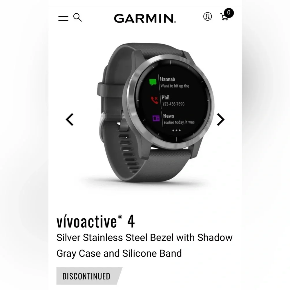 Garmin vívoactive 4 Smartwatch - Silver Bezel with Silicone Gray Band - Picture 2 of 8